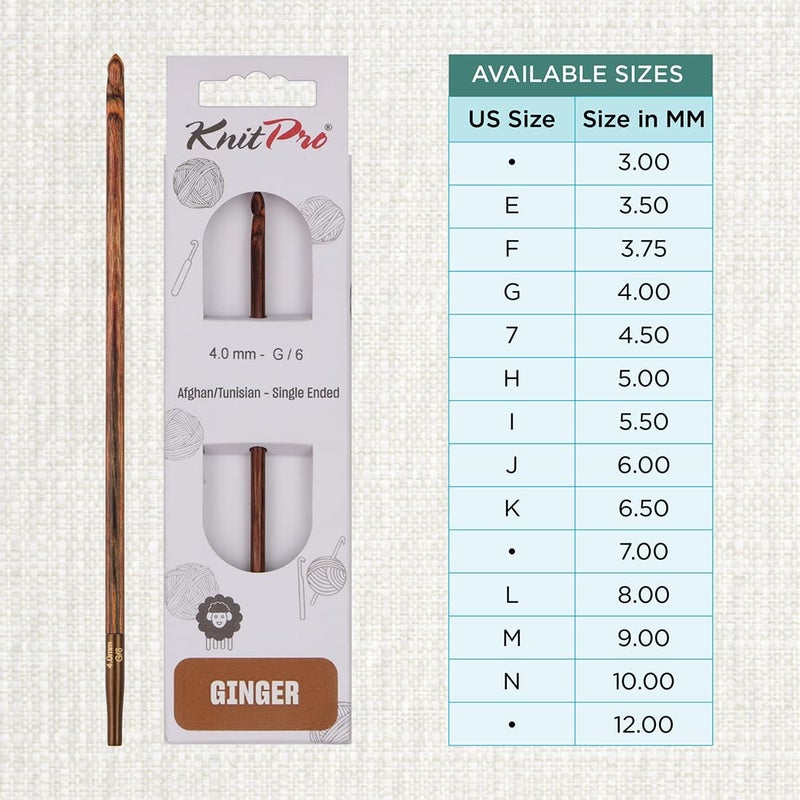 KnitPro Ginger Afghan/Tunisian Crochet Hook | US Size G (4mm) - Image 4